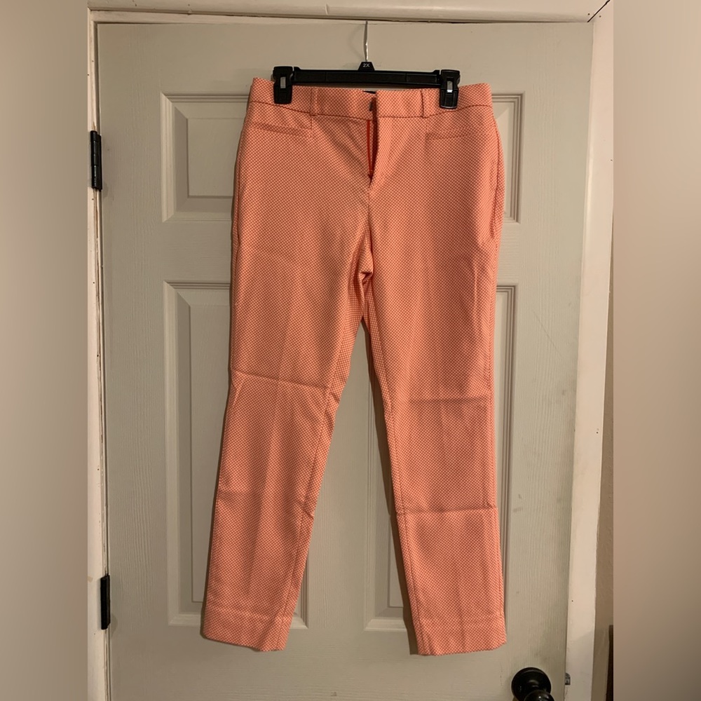 Orange with tiny thin white lines Banana Republic Capris. Never worn